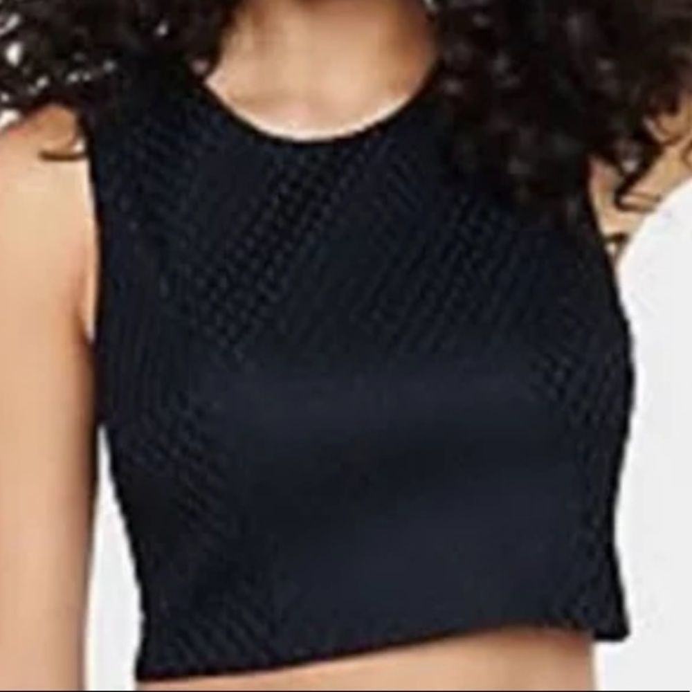 Express Honeycomb / Mesh Crop Top Black